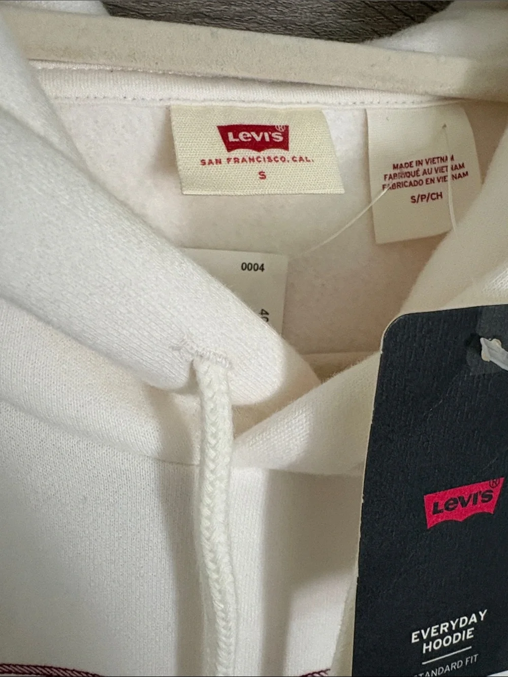 Levi's Cream Hoodie with Maroon Graphic